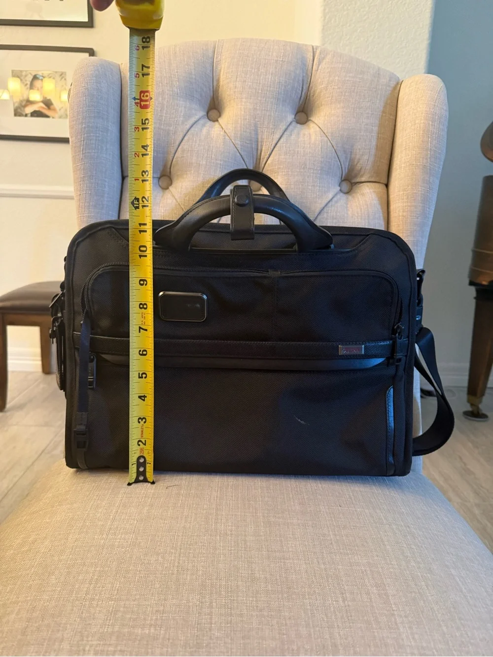 Tumi Black Alpha Briefcase with Shoulder Strap